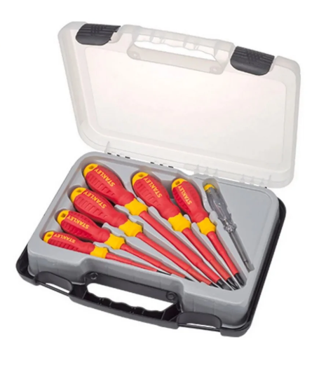 Jogo Chave de Fenda e Phillips Isolada 1000V 7pcs VDE EN60900 NR10 CRV STMT60175-LA - Stanley